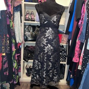 VTG Betsey Johnson Metallic Floral Dress